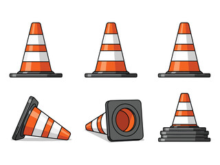 Traffic cone vector illustration set