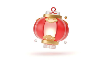 Vibrant Red and Gold Chinese Lantern Illuminating a Festive Atmosphere.