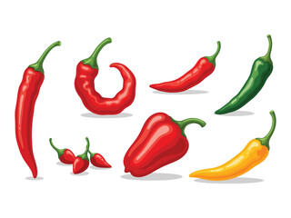 Chili pepper vector illustration set