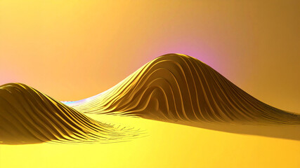 3D abstract topography geometry gold hills wave dunes background purple glow horizon digital landscape art metaverse environment wallpaper backdrop spatial design innovation visualization year 2026 pl
