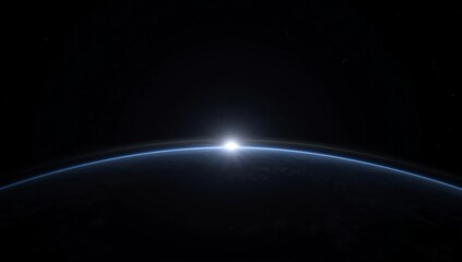 Fototapeta premium blue sunrise, view of earth from space