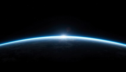 Fototapeta premium blue sunrise, view of earth from space