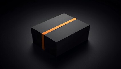 Closed Black Box on black background - Box Mockup, 3d rendering