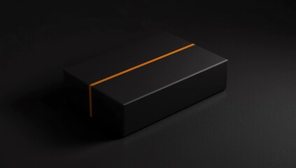 Closed Black Box on black background - Box Mockup, 3d rendering