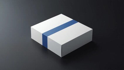Closed White Box on black background - Box Mockup, 3d rendering