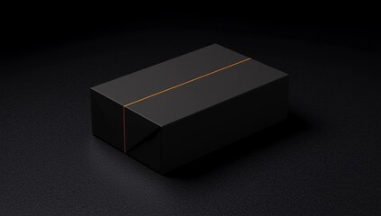 Closed Black Box on black background - Box Mockup, 3d rendering
