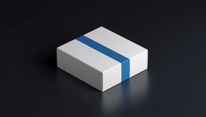 Closed White Box on black background - Box Mockup, 3d rendering