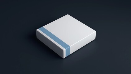 Closed White Box on black background - Box Mockup, 3d rendering