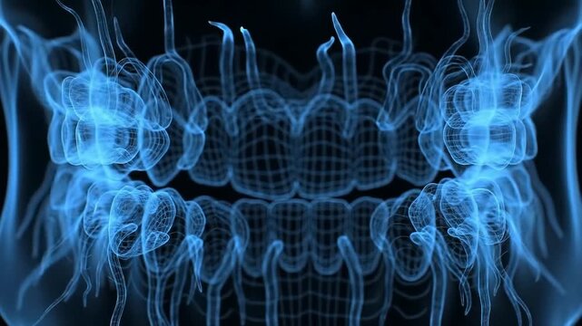Detailed X-ray view of human jaw and teeth structure