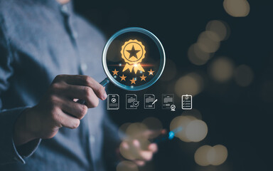 Professional business concept focused on credibility, verification,excellence in modern operations. Ideal for corporate branding, quality control, performance analysis, strategic decision making