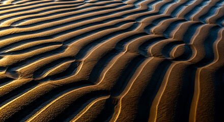 Golden Sand Ripples Abstract Nature Shadows