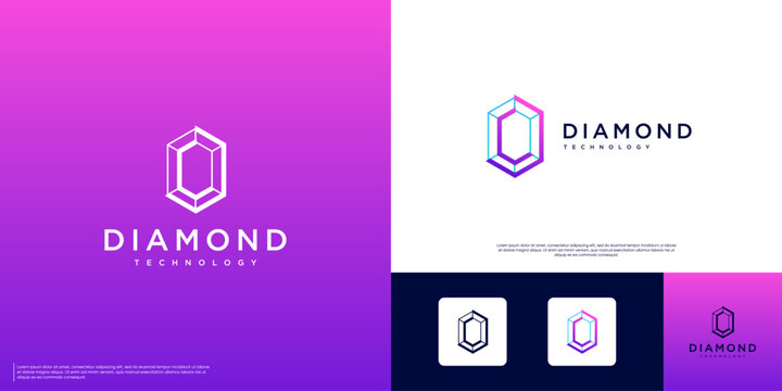 Digital security logo with a diamond shape concept, modern abstract style, smart technology symbol, premium services, vector graphic illustration. - Powered by Adobe