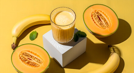 Tropical Fruit Smoothie Melon Banana Bright Yellow