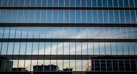 Blue Glass Skyscraper Facade Reflection Architectural Pattern