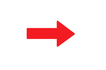 Red arrow icon pointing right symbolizing direction, navigation, progress, movement, and a call to action on a transparent background