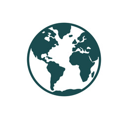 Obraz premium A stylized illustration of the Earth with a teal-colored globe on a white background