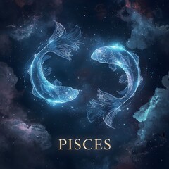Pisces Zodiac in the Starry Cosmos. 