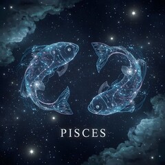 Pisces Zodiac in the Starry Cosmos. 