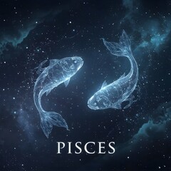 Pisces Zodiac in the Starry Cosmos. 