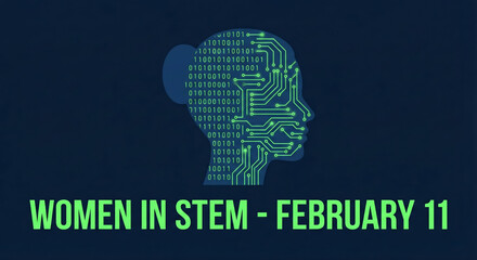 Digital Circuit Brain Profile Represents Women Technology Leadership