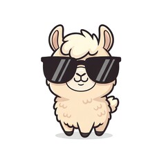 Obraz premium Cute Llama Wearing Sunglasses.