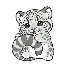 Cute Snow Leopard Cub Illustration.