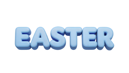 Happy easter greeting with isolated easter text on transparent background