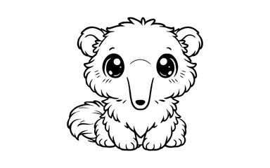 Fototapeta premium Adorable cute bear cub in black and white outline style