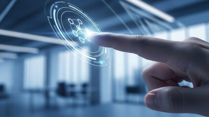 Index finger touching UI element representing smart interaction