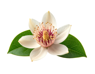 Flower blossom with green leaves isolated on transparent background