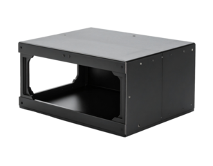 Geometric black box object with open side isolated on transparent background product mockup