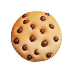 Fototapeta premium Delicious chocolate chip cookie: a 3d rendered delight with a tan dough and dark brown chocolate morsels