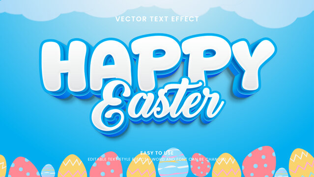 happy easter editable text effect 3d vector