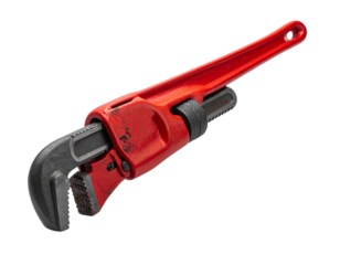 Isolated red pipe wrench tool on transparent background for design
