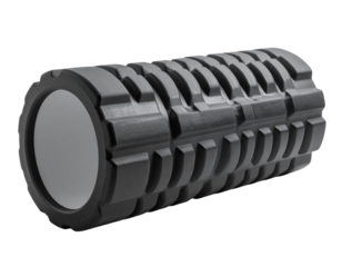 Isometric view of a textured foam roller isolated on transparent background