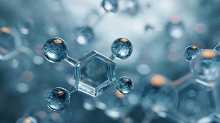 Molecular Structure Visualization of Crystal Clear Material for Scientific Concepts