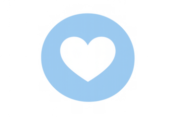 Heart icon in blue circle representing social media like, favorite, and love concept on transparent background