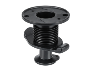 Metal mount component with base and arm on transparent background