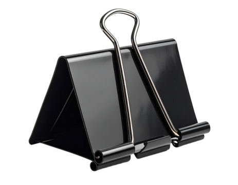 Metal binder clip illustration isolated on transparent background for office and business - Powered by Adobe