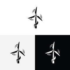 Windmill with leaf logo design icon illustration
