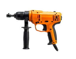 Orange power drill on transparent background