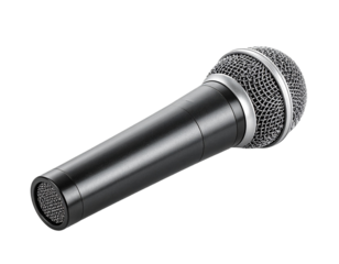 Realistic microphone isolated on transparent background for audio production concepts
