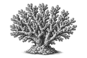 Obraz premium Intricate vintage coral illustration with detailed marine patterns