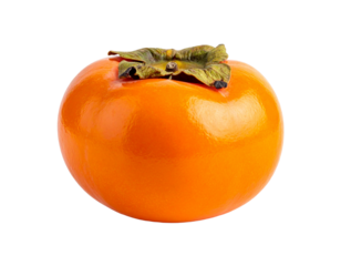 Ripe persimmon fruit isolated on transparent background studio shot