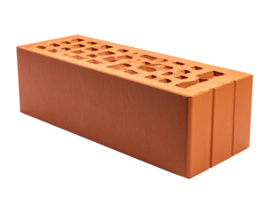 Single red brick isolated with transparent background construction building material