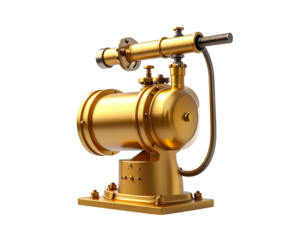 Vintage brass telephone isolated on transparent background