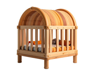 Wooden crib illustration with transparent background for design and conceptual uses