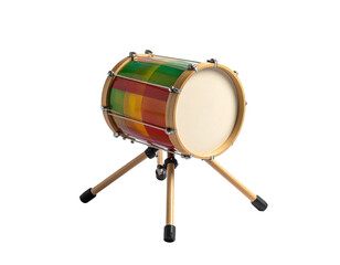 Wooden drum on tripod isolated transparent background