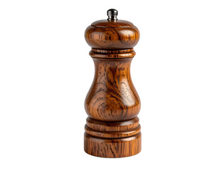 Wooden pepper grinder on transparent background