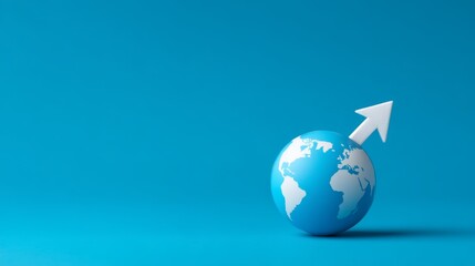 future, vision, partnership, worldwide, success, organization, Global Business Expansion Concept with Arrow Passing through Globe - Copy Space Available for Text